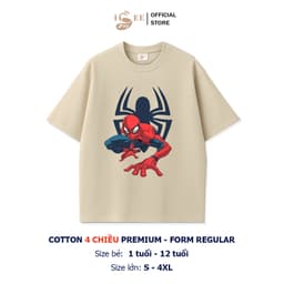 Áo thun bé trai SPIDER MAN form rộng ISEE VN, áo phông bé trai chất cotton 4c premium thấm hút, chất vải dày dặn SPD02 4