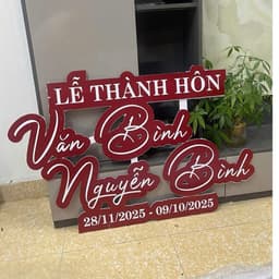 Bảng tên dâu rể ngày cưới, bảng tên đám cưới trang trí gia tiên. 1