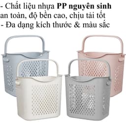 Giỏ Nhựa Vuông Caro Có Quai Xách Việt Nhật 3371/72/73, Sọt Đựng Quần Áo Và Đồ Chơi Tiện Ích - DOMUS 2