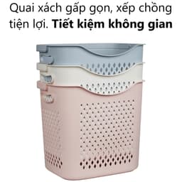 Giỏ Nhựa Vuông Caro Có Quai Xách Việt Nhật 3371/72/73, Sọt Đựng Quần Áo Và Đồ Chơi Tiện Ích - DOMUS 5