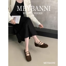 Giày Búp Bê MEYBANNI Mũi Vuông Lót Bạc Chần Chỉ Quả Trám Phối Quai Ngang Và Nơ Nhỏ Xinh Xắn - C961 4