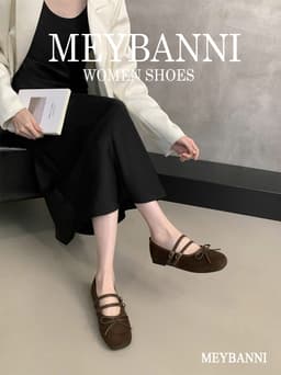 Giày Búp Bê MEYBANNI Mũi Vuông Lót Bạc Chần Chỉ Quả Trám Phối Quai Ngang Và Nơ Nhỏ Xinh Xắn - C961 11