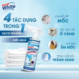 Xịt Tẩy Trắng Quần Áo Snow White Chính Hãng 500ml – Làm Sáng Quần Áo, Loại Bỏ Vết Ố Cứng Đầu 3