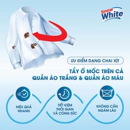 Xịt Tẩy Trắng Quần Áo Snow White Chính Hãng 500ml – Làm Sáng Quần Áo, Loại Bỏ Vết Ố Cứng Đầu 4