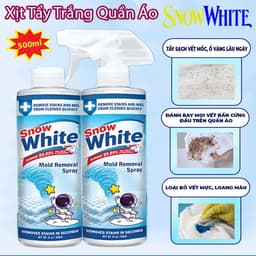 Xịt Tẩy Trắng Quần Áo Snow White Chính Hãng 500ml – Làm Sáng Quần Áo, Loại Bỏ Vết Ố Cứng Đầu 2