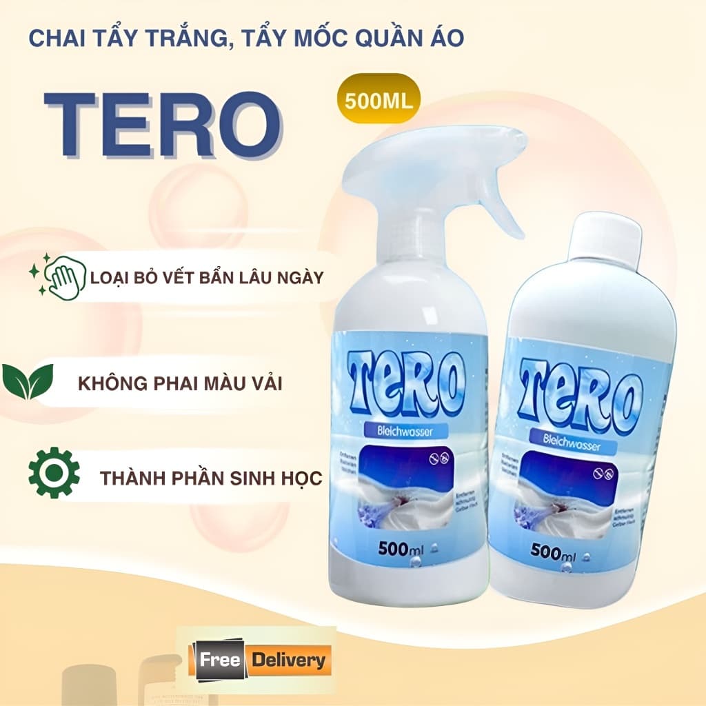 Xịt Tẩy Trắng Quần Áo TERO Chính Hãng 500ml – Làm Sáng Quần Áo, Loại Bỏ Vết Ố Cứng Đầu