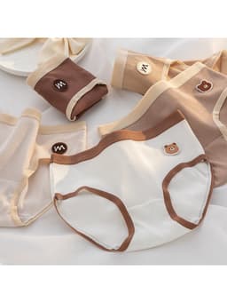 Sét 10 Quần Lót Nữ Cotton Gân Tăm Hoạ Tiết Gấu Tông Màu Nâu dễ Thương 5A 2
