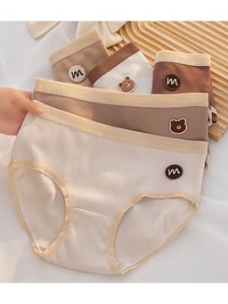 Sét 10 Quần Lót Nữ Cotton Gân Tăm Hoạ Tiết Gấu Tông Màu Nâu dễ Thương 5A 7