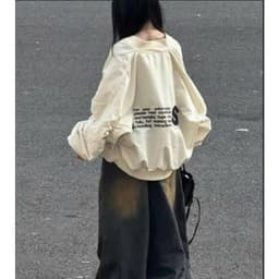 Áo khoác gió bomber 2 lớp tay nhún in chữ lưng dáng rộng ulzzang trẻ trung 2