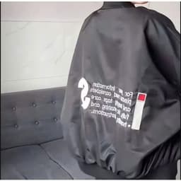 Áo khoác gió bomber 2 lớp tay nhún in chữ lưng dáng rộng ulzzang trẻ trung 7