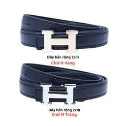 Thắt lưng nữ bản rộng 2cm may cạnh, dây nịt nữ chữ H, chữ G thời trang N2C2F 1