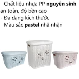 Giỏ Nhựa Nắp Hoa Việt Nhật 5158/59, Giỏ Đựng Quần Áo Và Đồ Chơi Gọn Gàng - DOMUS 2