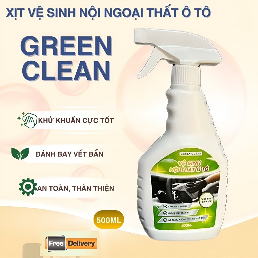 Xịt Vệ Sinh Nội Ngoại Thất Ô Tô Đa Năng GREEN CLEAN 500ml – Làm Sạch Ghế, Taplo, Trần Xe, Vỏ Xe