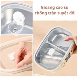 hộp cơm inox 304 2 ngăn dung tích 1000ml có nắp VINBEO 2