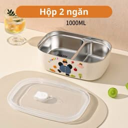 hộp cơm inox 304 2 ngăn dung tích 1000ml có nắp VINBEO 1