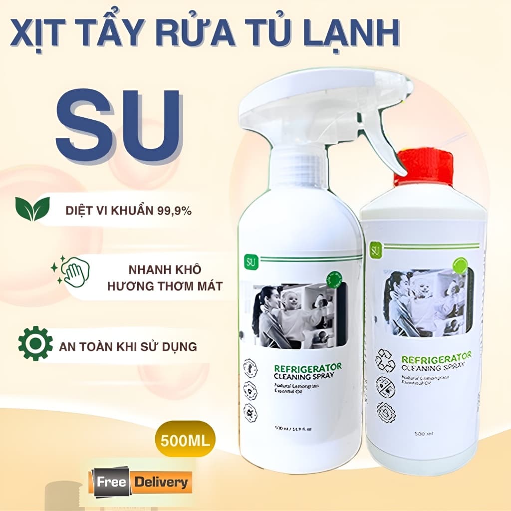 Xịt Vệ Sinh Tủ Lạnh Đa Năng SU X5 Cleaner 500ml – Khử Mùi, Tẩy Sạch Mảng Bám, Diệt Khuẩn