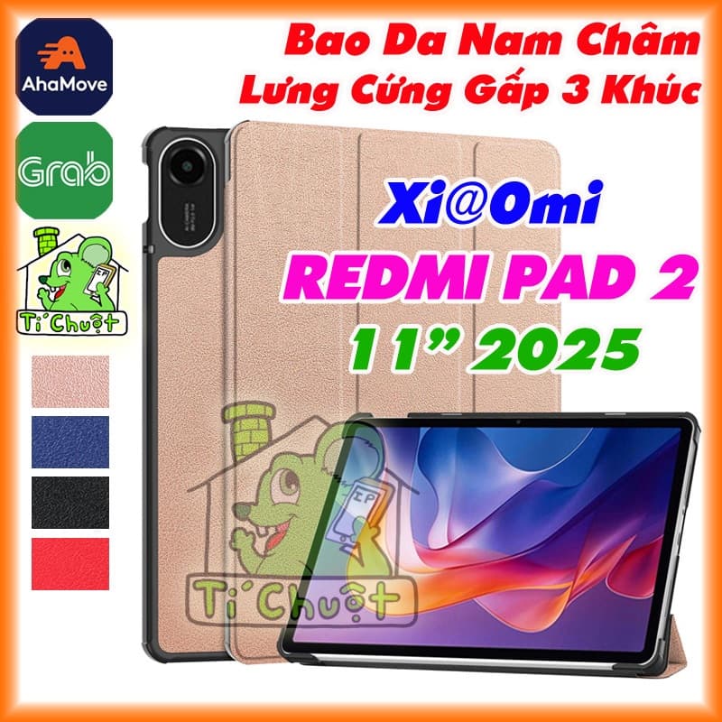[Ảnh Thật] Bao Da MTB Xia0mi REDMI PAD 2 11" 2025 Gấp 3 Khúc Lưng Cứng Có Nam Châm