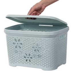 Giỏ Nhựa Nắp Hoa Việt Nhật 5158/59, Giỏ Đựng Quần Áo Và Đồ Chơi Gọn Gàng - DOMUS 8