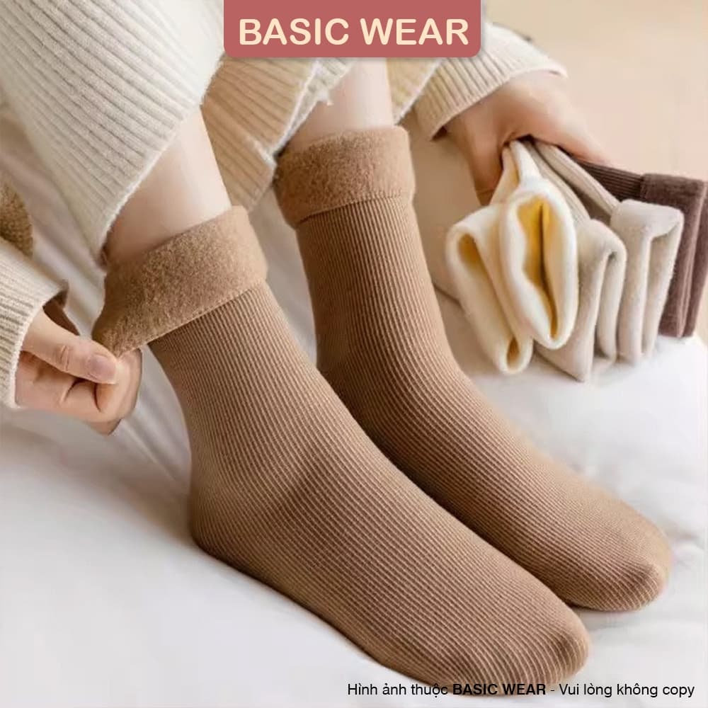 Set 5 Đôi Tất Lót Lông Siêu Ấm Mùa Đông Giữ Nhiệt Đại Hàn Nhiều Màu TN1