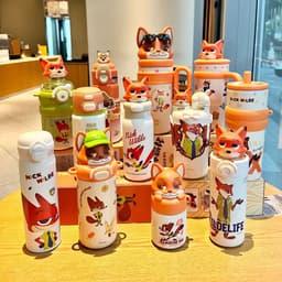 Ly giữ nhiệt Zootopia Judy Nick Love, ly nước có ống hút dung tích lớn cho nam và nữ giữ nhiệt nóng lạnh đủ hình 1