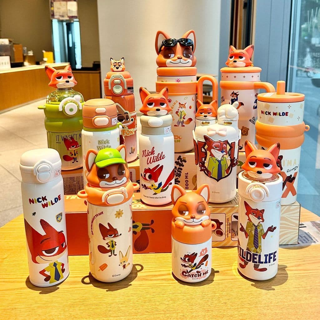 Ly giữ nhiệt Zootopia Judy Nick Love, ly nước có ống hút dung tích lớn cho nam và nữ giữ nhiệt nóng lạnh đủ hình