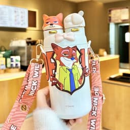 Ly giữ nhiệt Zootopia Judy Nick Love, ly nước có ống hút dung tích lớn cho nam và nữ giữ nhiệt nóng lạnh đủ hình 8