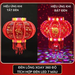 Đèn Lồng Cầu Điện Xoay 360 Độ Kèm Đèn Led Trang Trí Nhà Cửa Đón Tết Chúc Mừng Năm Mới 2