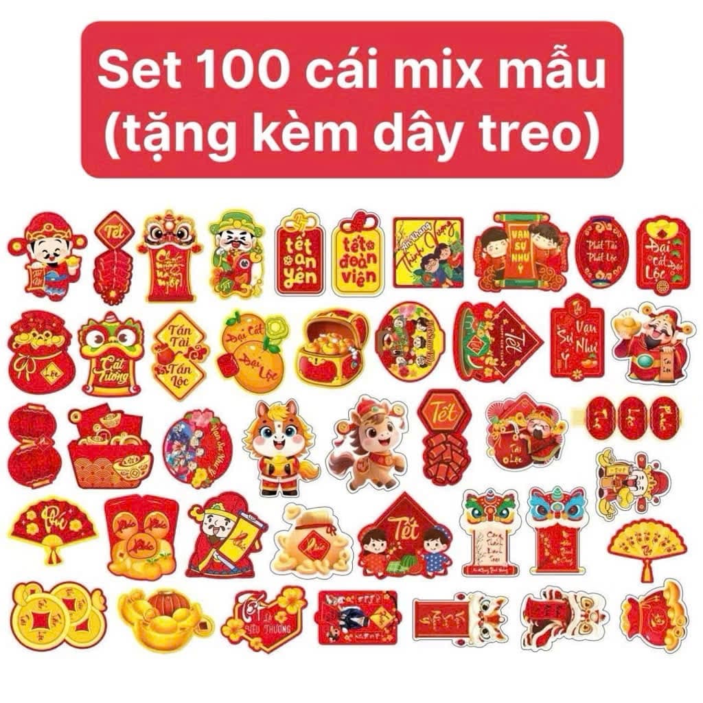 🎉 SET 50-100-200 THẺ TREO TRANG TRÍ TẾT – MIX NHIỀU MẪU ĐẸP | TẶNG KÈM DÂY TREO 🎉