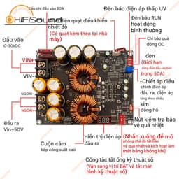 Mạch tăng áp 1200W 50A Mô-đun cấp nguồn tăng cường dòng điện cao Cuộn cảm kép Nguồn điện gợn thấp cho âm thanh PW1200 4