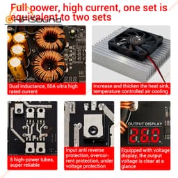 Mạch tăng áp 1200W 50A Mô-đun cấp nguồn tăng cường dòng điện cao Cuộn cảm kép Nguồn điện gợn thấp cho âm thanh PW1200 7