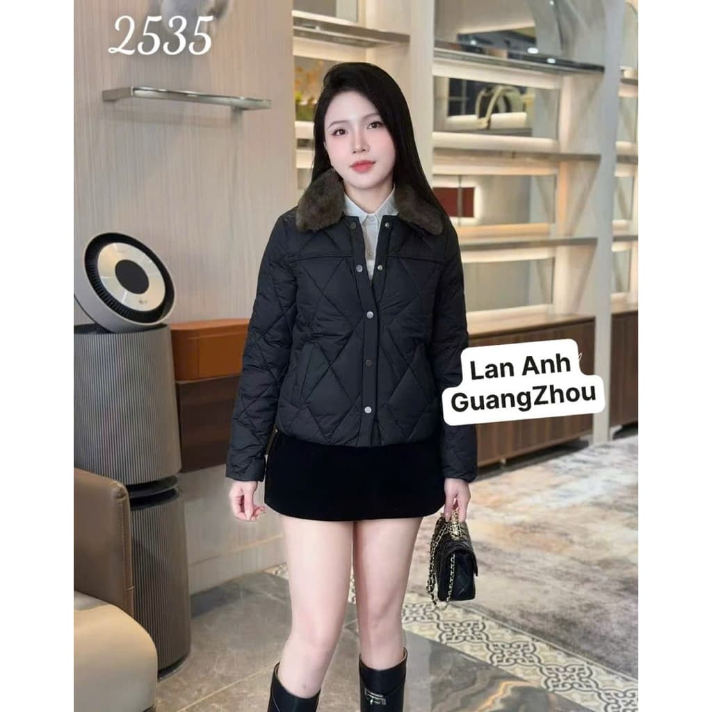 Áo phao lôngg zũ trần trám #2535 phối cổ lôngg QCCC