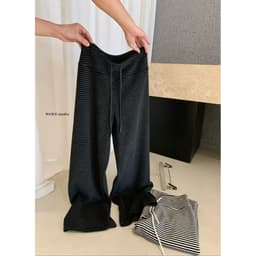 𝑨𝒏𝒏 𝑺𝒕𝒖𝒅𝒊𝒐𝐖𝐆𝐖𝐄 Quần Nỉ Suông Dài Nữ Kẻ Sọc 8151, Quần Nỉ Ống Rộng Mặt Ngoài Lông Lưng Chun Dây Rút Eo 7