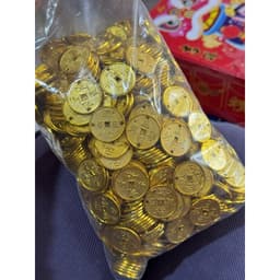 100gr Đồng Xu 3cm Nhựa Xi Mạ Vàng Trang Trí Cây Tài Lộc Giá Sỉ 5