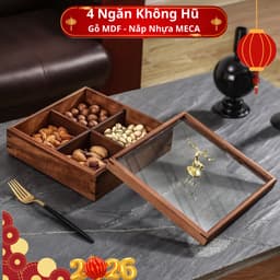 Khay Mứt Đựng Bánh Kẹo Chất Liệu Gỗ MDF Cao Cấp An Toàn Có 6 Ngăn Kín Sang Trọng Lịch Sự 4