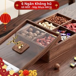 Khay Mứt Đựng Bánh Kẹo Chất Liệu Gỗ MDF Cao Cấp An Toàn Có 6 Ngăn Kín Sang Trọng Lịch Sự 1