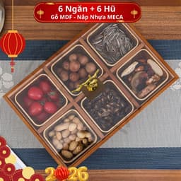 Khay Mứt Đựng Bánh Kẹo Chất Liệu Gỗ MDF Cao Cấp An Toàn Có 6 Ngăn Kín Sang Trọng Lịch Sự 3