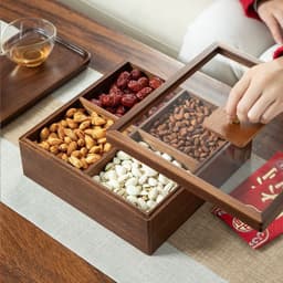 Khay Mứt Đựng Bánh Kẹo Chất Liệu Gỗ MDF Cao Cấp An Toàn Có 6 Ngăn Kín Sang Trọng Lịch Sự 2
