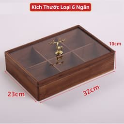 Khay Mứt Đựng Bánh Kẹo Chất Liệu Gỗ MDF Cao Cấp An Toàn Có 6 Ngăn Kín Sang Trọng Lịch Sự 6