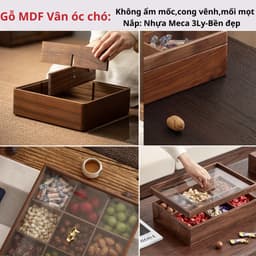 Khay Mứt Đựng Bánh Kẹo Chất Liệu Gỗ MDF Cao Cấp An Toàn Có 6 Ngăn Kín Sang Trọng Lịch Sự 9