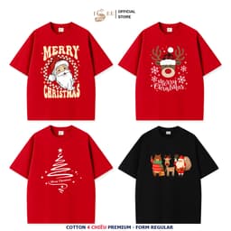 Áo thun gia đình Unisex ISEE VN in hình NOEL, áo thun giáng sinh form rộng , cotton 4 chiều mềm mịn đủ size cho gia đình 1