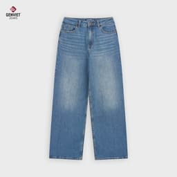 [ẨN] Quần bò nữ ống suông GENVIET JEANS chất denim cao cấp cạp cao basic dễ phối đồ tôn dáng 9064 4