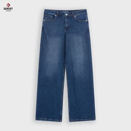 [ẨN] Quần bò nữ ống suông GENVIET JEANS chất denim cao cấp cạp cao basic dễ phối đồ tôn dáng 9064 3