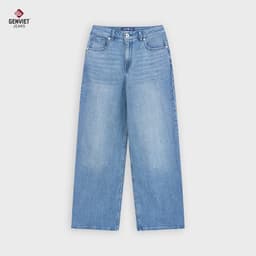 [ẨN] Quần bò nữ ống suông GENVIET JEANS chất denim cao cấp cạp cao basic dễ phối đồ tôn dáng 9064 5