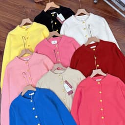 Áo khoác len nữ cardigan 233 cúc đồng chất len ép dày dặn mềm mịn phong cách  Eva Lover 9