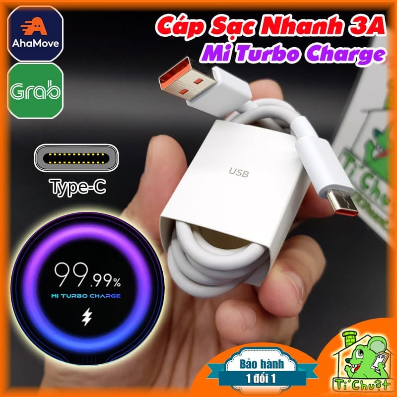 [Chính Hãng] Cáp Sạc Nhanh 33W Xia0mi 3A Mi Turbo Charge USB Type-C Lõi Cam ZIN