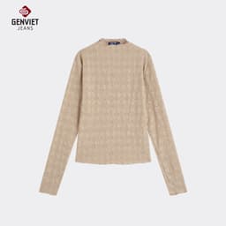 [ẨN] Áo Thun Dài Tay Nữ GENVIET JEANS Cao Cổ Chất Liệu Ren Mềm Mại 9078 3