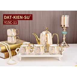 Bộ Ấm Chén gốm sứ men cầu vồng cực sang trọng trang trí Tết Huydecor 9
