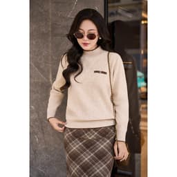 Áo Len Nữ Dệt Họa Tiết Sang Trọng Cổ Viền Gân - Form Rộng, Chất Len Mềm Mịn, Giữ Ấm Evalover M2905 2