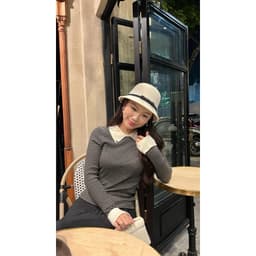 𝑨𝒏𝒏 𝑺𝒕𝒖𝒅𝒊𝒐 x 𝐐𝐂𝐂𝐂] Áo Len Nữ Dài Tay Cổ Polo Phối Tay, Áo Len Cổ Bẻ Tay Dài Form Ôm Phong Cách Hàn Quốc 9