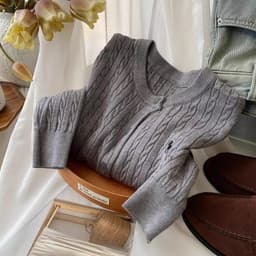 Áo len cardigan nữ cổ tròn mã 1139 phối thêu, họa tiết vặn thừng, chất len dầy dặn co giãn 6